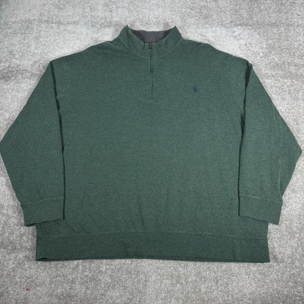 Polo Ralph Lauren Pullover Men's‎ 3XB Green Luxury Quarter Zip Long Sleeve